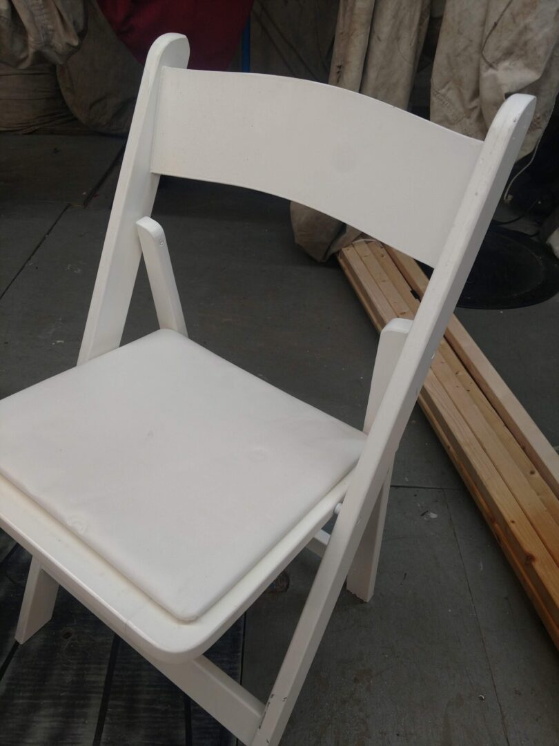 White Wooden Chairs w/padded seat