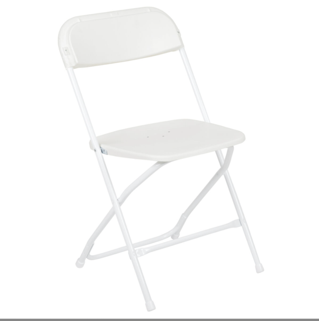 A white folding chair