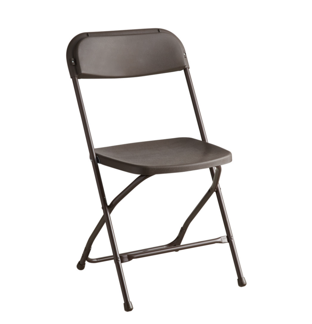 A brown folding chair